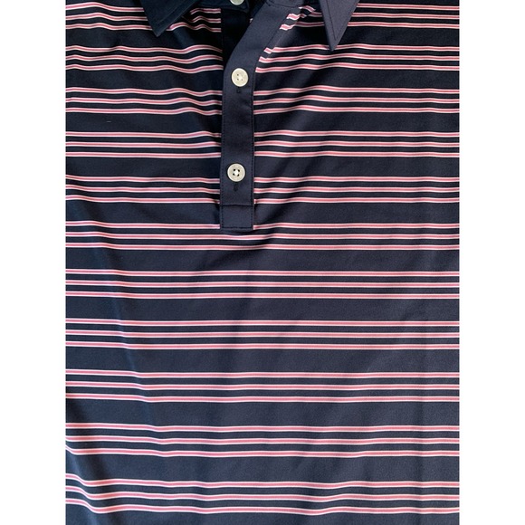 FootJoy Trio Stripe Lisle Self Collar Polo Size Large Logo Performance - Picture 2 of 8